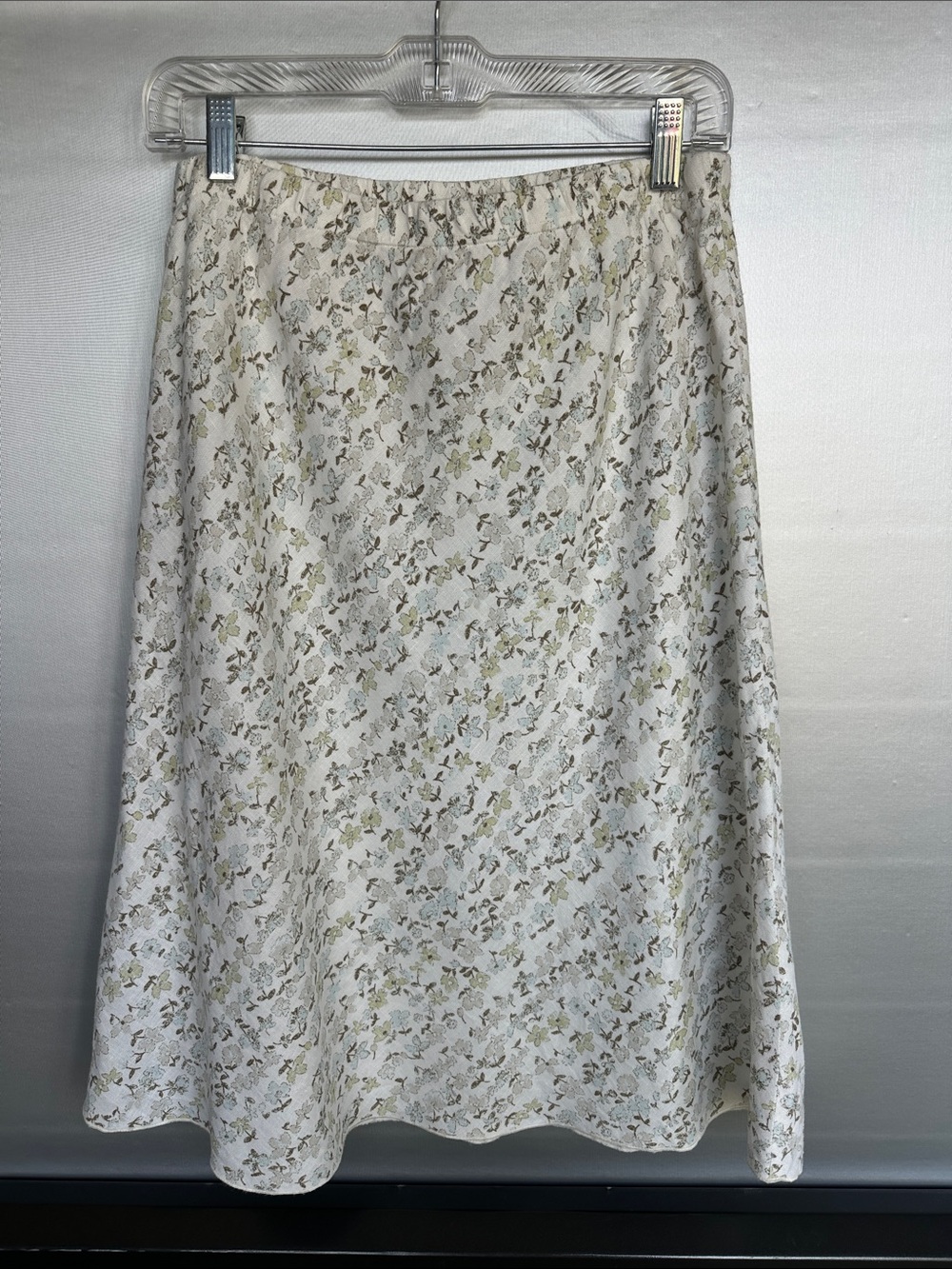 J. Jill Chino Floral A-Line Pull-on Skirt Sz M Elastic Waist
